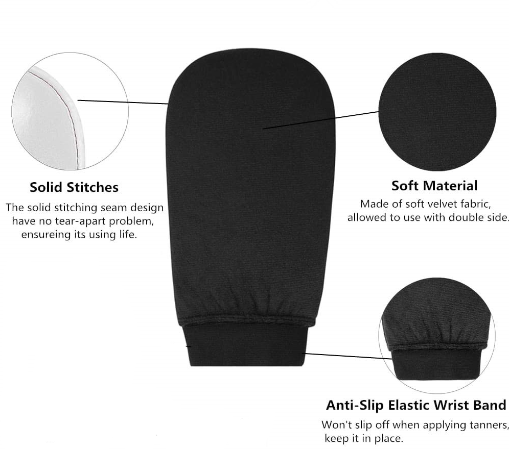 Sunless Tanning Applicator and Exfoliation Mitt Set - Black