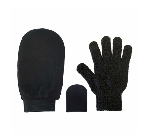 Sunless Tanning Applicator and Exfoliation Mitt Set - Black