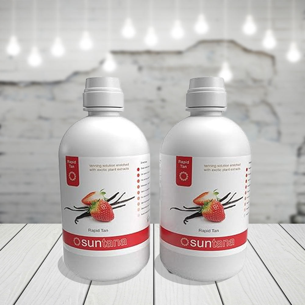 Two bottles, 64oz of Suntana Rapid tanning solution.