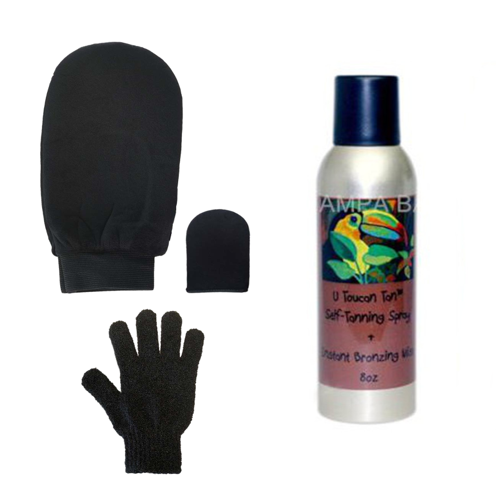 U Toucan Tan Aerosol Spray Tan -1 Can, 1 Application Mitt Set (Black)