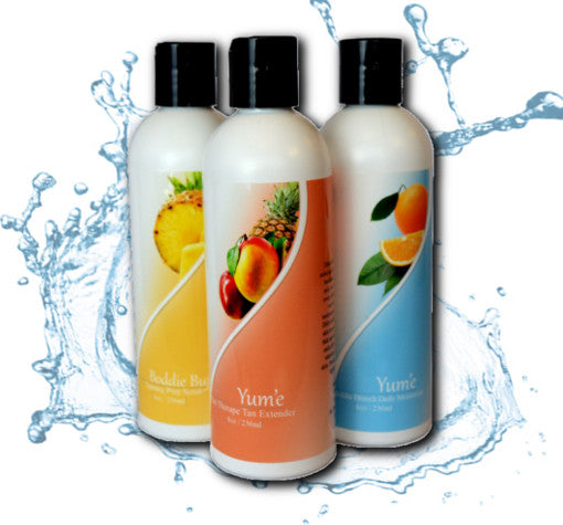 Yum'e Body Care Set - 3 bottle (prep, moisturizer, DHA glow lotion - 8 oz each)